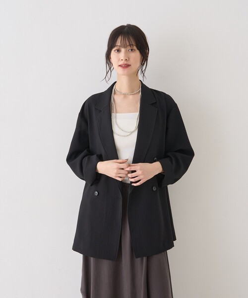 Rouge vif Anna（ルージュヴィフアンナ）の「バスケットメッシュシアーダブルジャケット（テーラードジャケット・レディース・ベージュ/ホワイト/ブラック・フリー）」の10枚目の写真