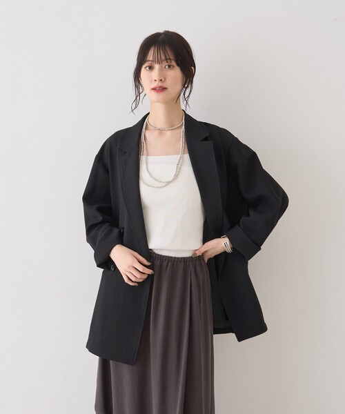 Rouge vif Anna（ルージュヴィフアンナ）の「バスケットメッシュシアーダブルジャケット（テーラードジャケット・レディース・ベージュ/ホワイト/ブラック・フリー）」の11枚目の写真