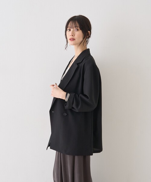 Rouge vif Anna（ルージュヴィフアンナ）の「バスケットメッシュシアーダブルジャケット（テーラードジャケット・レディース・ベージュ/ホワイト/ブラック・フリー）」の12枚目の写真