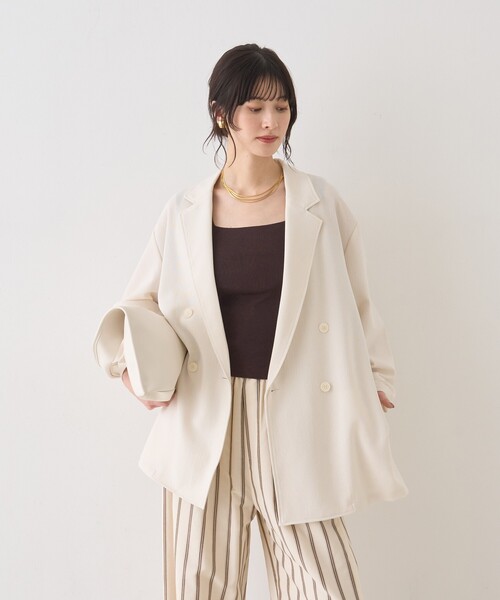 Rouge vif Anna（ルージュヴィフアンナ）の「バスケットメッシュシアーダブルジャケット（テーラードジャケット・レディース・ベージュ/ホワイト/ブラック・フリー）」の14枚目の写真