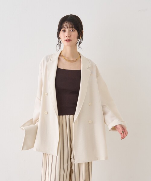 Rouge vif Anna（ルージュヴィフアンナ）の「バスケットメッシュシアーダブルジャケット（テーラードジャケット・レディース・ベージュ/ホワイト/ブラック・フリー）」の16枚目の写真