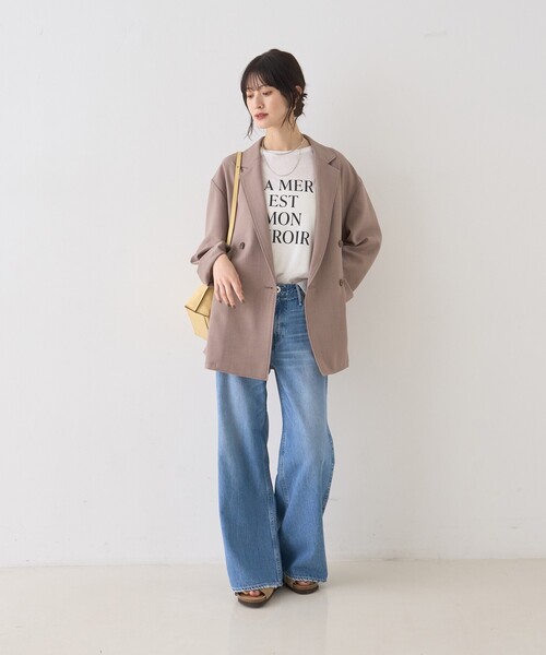 Rouge vif Anna（ルージュヴィフアンナ）の「バスケットメッシュシアーダブルジャケット（テーラードジャケット・レディース・ベージュ/ホワイト/ブラック・フリー）」の21枚目の写真