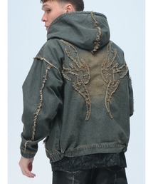 BIKE STAR（バイクスター）の「BIKE STAR (バイクスター) フリンジ デニム パーカー トライバルフリンジ フルジップ トップス フード 320460（デニムジャケット）」