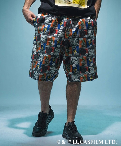 SAKAZEN(サカゼン)の「『STAR WARS/スター・ウォーズ』ショートパンツ ハーフパンツ 短パン メンズ 大きいサイズ デザインパンツ デザインプリント / サカゼン80周年記念 オリジナルデザイン(その他パンツ・メンズ・グレー・X2(4L~5L)/X1(3L~4L)/X3(6L~7L)/X5(9L~10L)/X4(8L~9L)/L)」の3枚目の写真