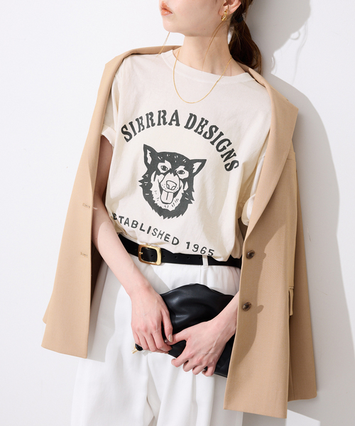 SIERRA DESIGNS（シェラデザイン）の「Sierra Designs/シエラデザインズ SLOBE別注 DOG TEE 【手洗い可能】（Tシャツ/カットソー・レディース・アイボリー/ボルドー・FREE）」の13枚目の写真
