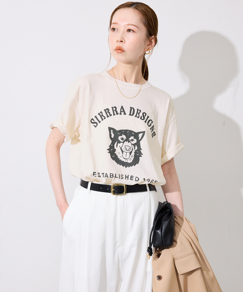 SIERRA DESIGNS（シェラデザイン）の「Sierra Designs/シエラデザインズ SLOBE別注 DOG TEE 【手洗い可能】（Tシャツ/カットソー・レディース・アイボリー/ボルドー・FREE）」の18枚目の写真