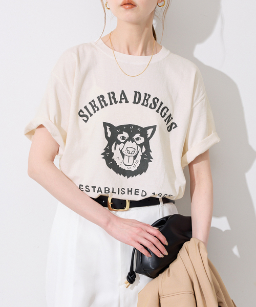 SIERRA DESIGNS（シェラデザイン）の「Sierra Designs/シエラデザインズ SLOBE別注 DOG TEE 【手洗い可能】（Tシャツ/カットソー・レディース・アイボリー/ボルドー・FREE）」の9枚目の写真