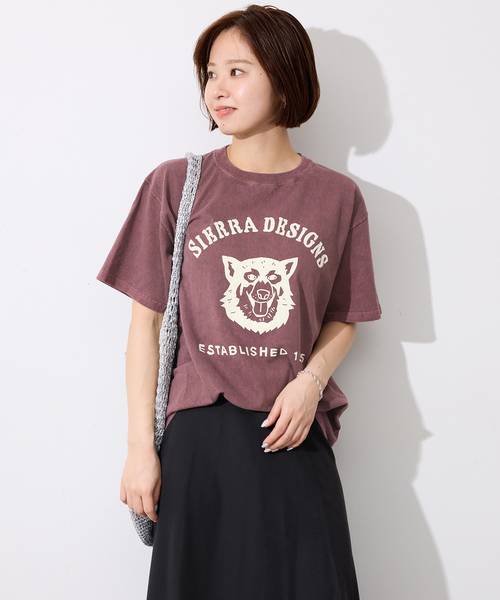 SIERRA DESIGNS（シェラデザイン）の「Sierra Designs/シエラデザインズ SLOBE別注 DOG TEE 【手洗い可能】（Tシャツ/カットソー・レディース・アイボリー/ボルドー・FREE）」の4枚目の写真
