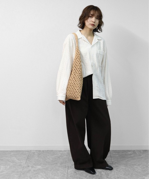 THE CELL.（ザセルドット）の「クロシェ・エアループトートBAG　CROCHET AIR LOOP TOTE BAG（トートバッグ・レディース・ライトブラウン/オフホワイト・FREE）」の9枚目の写真