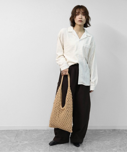THE CELL.（ザセルドット）の「クロシェ・エアループトートBAG　CROCHET AIR LOOP TOTE BAG（トートバッグ・レディース・ライトブラウン/オフホワイト・FREE）」の11枚目の写真