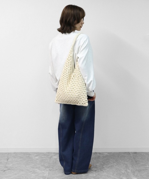 THE CELL.（ザセルドット）の「クロシェ・エアループトートBAG　CROCHET AIR LOOP TOTE BAG（トートバッグ・レディース・ライトブラウン/オフホワイト・FREE）」の21枚目の写真