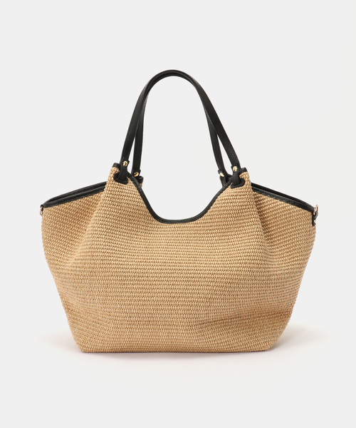 AULENTTI(オウレンティ)の「【WEB+一部店舗限定】AULENTTI / オウレンティ ラフィアトートコンビバッグ(ショルダーバッグ・レディース・キャメル/ブラック・FREE)」の4枚目の写真