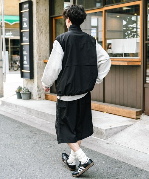 NON TOKYO ナイロンワイドカーゴパンツ セール】膝下丈 ワンタック ナイロンワイドカーゴハーフパンツ（カーゴ