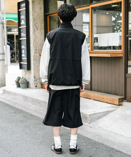 膝下丈 ワンタック ナイロンワイドカーゴハーフパンツ（カーゴパンツ