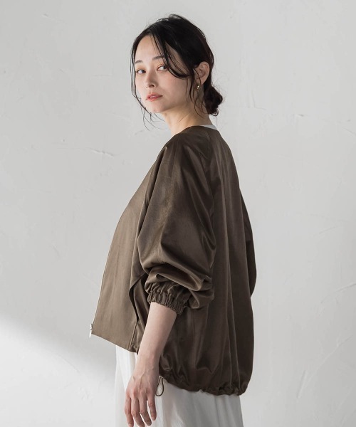 LAUTREAMONT(ロートレアモン)の「サテンジップブルゾン≪手洗い≫(ブルゾン・レディース・ブラウン/ホワイト/オフホワイト・9号)」の11枚目の写真