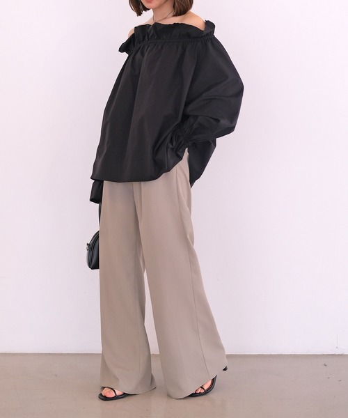 AKTE(アクテ)の「イージーセミワイドリラックスパンツ(その他パンツ・レディース・ブラック/セージグリーン・TALL/FREE)」の12枚目の写真