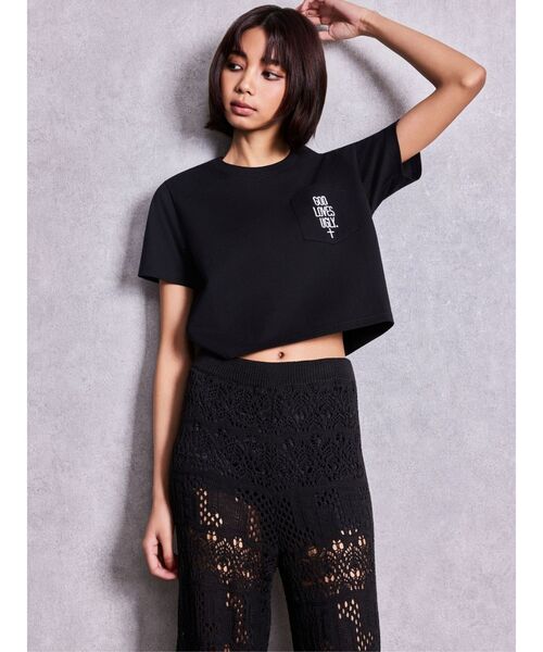 GYDA(ジェイダ)の「GOD LOVES UGLY.ポケットTシャツ(Tシャツ/カットソー・レディース・ブラック/オフホワイト・FREE)」の4枚目の写真