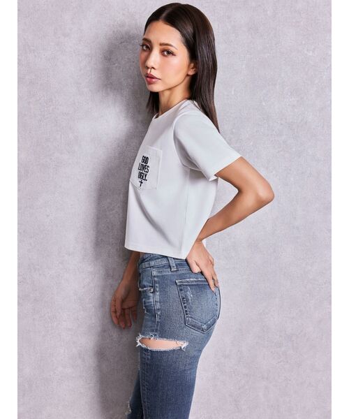 GYDA(ジェイダ)の「GOD LOVES UGLY.ポケットTシャツ(Tシャツ/カットソー・レディース・ブラック/オフホワイト・FREE)」の10枚目の写真