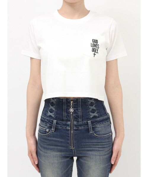 GYDA(ジェイダ)の「GOD LOVES UGLY.ポケットTシャツ(Tシャツ/カットソー・レディース・ブラック/オフホワイト・FREE)」の18枚目の写真