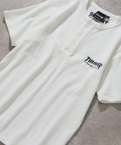 THRASHER(スラッシャー)の「【THRASHER/スラッシャー】ワンポイント刺繍 ヘンリーネックTシャツ(Tシャツ/カットソー・メンズ・ホワイト/ブラック/グレー・S/L/M)」の5枚目の写真