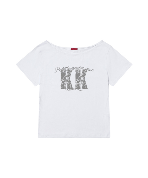 KITSCH&KISS(キッチアンドキス)の「KK CRACK ワンショルダーTシャツ (SSDKNK-107)(Tシャツ/カットソー・レディース・ブラック/ホワイト・FREE)」の2枚目の写真