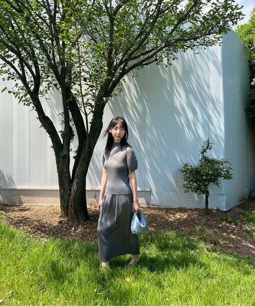 MONPLISSE（モンプリセー）の「[レディース] ハーフネックアロンジェプリーツトップス (グレー)（Tシャツ/カットソー・レディース・グレー・FREE）」の2枚目の写真