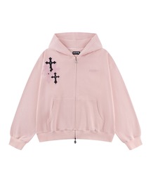 SUPPLIER（サプライヤー）の「ジップフーディ｜Multiple Cross Leather Patch Thermal Zip Hoodie｜SUPPLIER（パーカー）」