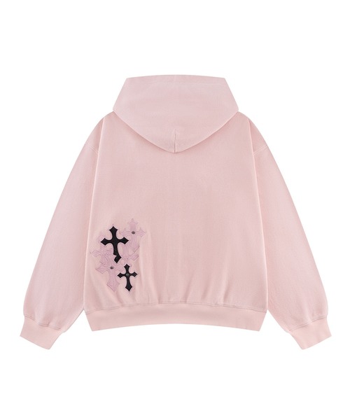 SUPPLIER(サプライヤー)の「ジップフーディ|Multiple Cross Leather Patch Thermal Zip Hoodie|SUPPLIER(パーカー・メンズ・ブラック/ピンク・XX-LARGE/X-LARGE/LARGE/MEDIUM/SMALL)」の7枚目の写真