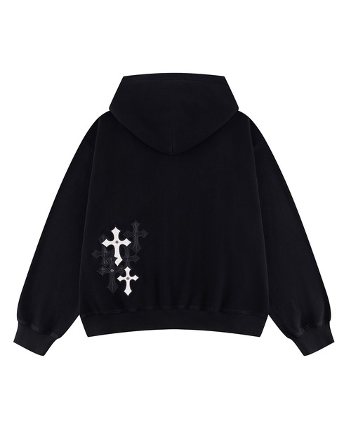 SUPPLIER(サプライヤー)の「ジップフーディ|Multiple Cross Leather Patch Thermal Zip Hoodie|SUPPLIER(パーカー・メンズ・ブラック/ピンク・XX-LARGE/X-LARGE/LARGE/MEDIUM/SMALL)」の12枚目の写真