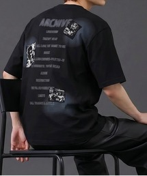 グラフィックバックプリントTシャツ／フォトコラージュデザイン 半袖ルーズT