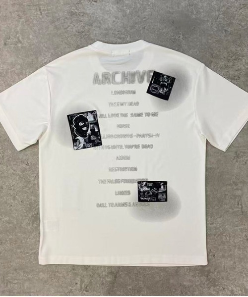 revertical(リバーティカル)の「グラフィックバックプリントTシャツ/フォトコラージュデザイン 半袖ルーズT(Tシャツ/カットソー・メンズ・ホワイト/ブラック・LARGE/MEDIUM)」の4枚目の写真