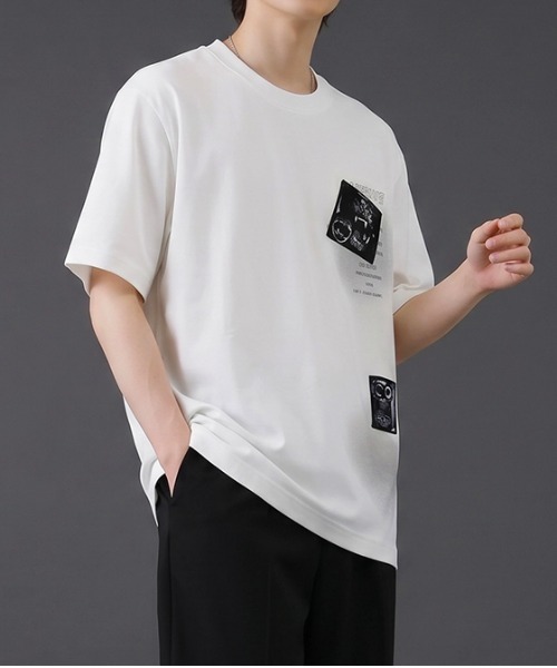 revertical(リバーティカル)の「グラフィックバックプリントTシャツ/フォトコラージュデザイン 半袖ルーズT(Tシャツ/カットソー・メンズ・ホワイト/ブラック・LARGE/MEDIUM)」の14枚目の写真