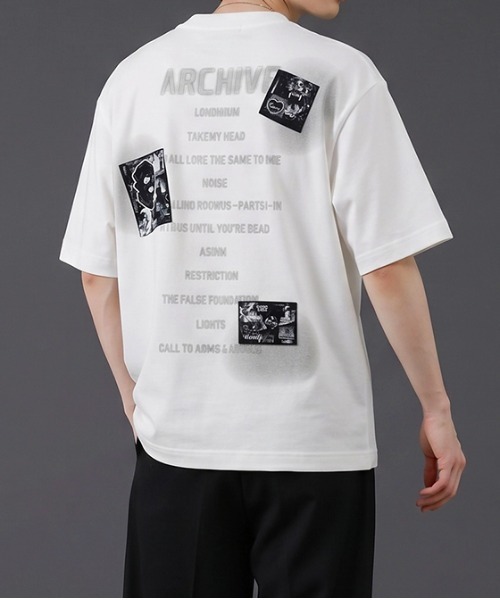 revertical(リバーティカル)の「グラフィックバックプリントTシャツ/フォトコラージュデザイン 半袖ルーズT(Tシャツ/カットソー・メンズ・ホワイト/ブラック・LARGE/MEDIUM)」の15枚目の写真