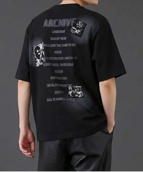 revertical(リバーティカル)の「グラフィックバックプリントTシャツ/フォトコラージュデザイン 半袖ルーズT(Tシャツ/カットソー・メンズ・ホワイト/ブラック・LARGE/MEDIUM)」の10枚目の写真