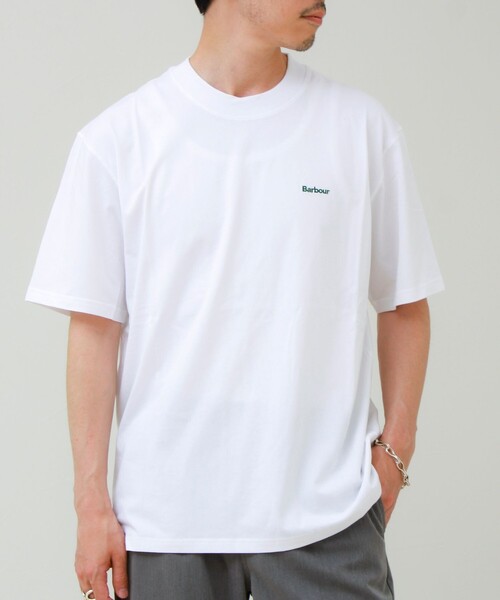 Barbour(バブアー)の「【BARBOUR/バブアー】LOGO OS T-SHIRT(Tシャツ/カットソー・メンズ・グレイッシュブルー/ホワイト/ネイビー/ブラック・40/38)」の1枚目の写真