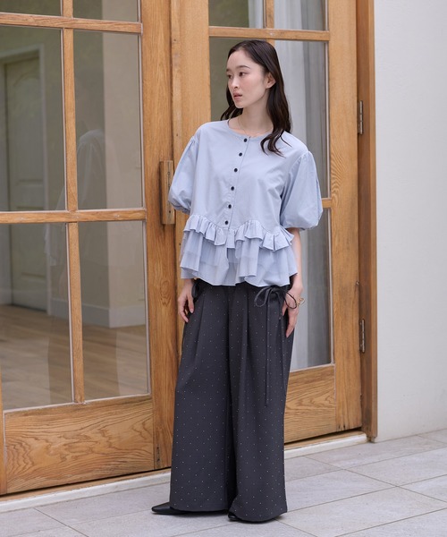 apres jour clair(アプレジュールクレア)の「【apres jour clair】チュールフリルシャツ(シャツ/ブラウス・レディース・ピンク/ブルー/オフホワイト/ライトイエロー/チャコールグレー・X-LARGE/フリー)」の13枚目の写真