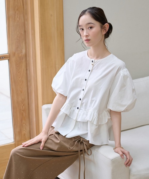apres jour clair(アプレジュールクレア)の「【apres jour clair】チュールフリルシャツ(シャツ/ブラウス・レディース・ピンク/ブルー/オフホワイト/ライトイエロー/チャコールグレー・X-LARGE/フリー)」の21枚目の写真