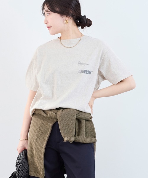AMERICANA(アメリカーナ)の「【AMERICANA】ラフィー丸胴ロゴプリントTシャツ(Tシャツ/カットソー・レディース・オートミール/ブルー・FREE)」の13枚目の写真