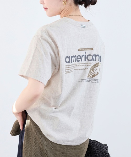 AMERICANA(アメリカーナ)の「【AMERICANA】ラフィー丸胴ロゴプリントTシャツ(Tシャツ/カットソー・レディース・オートミール/ブルー・FREE)」の15枚目の写真
