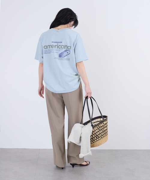 AMERICANA(アメリカーナ)の「【AMERICANA】ラフィー丸胴ロゴプリントTシャツ(Tシャツ/カットソー・レディース・オートミール/ブルー・FREE)」の10枚目の写真