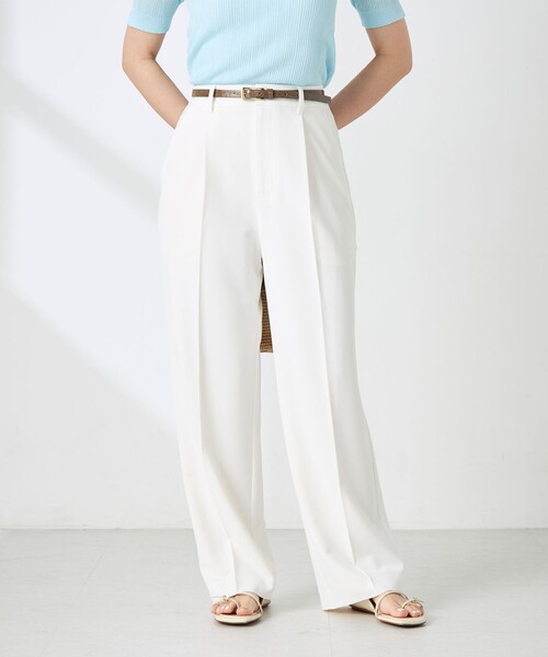 NOLLEY’S Sophi(ノーリーズソフィ)の「《セットアップ対応》ウォッシャブルドライツイルワイドパンツ(その他パンツ・レディース・ダークブラウン/ホワイト/ベージュ・36/34/38)」の8枚目の写真