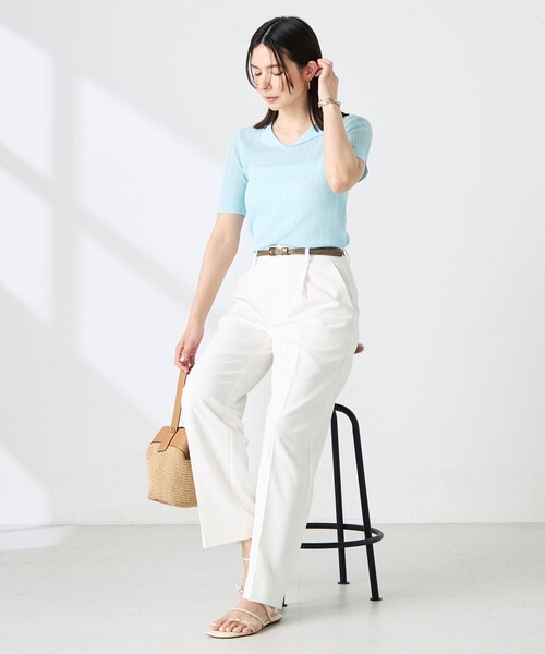 NOLLEY’S Sophi(ノーリーズソフィ)の「《セットアップ対応》ウォッシャブルドライツイルワイドパンツ(その他パンツ・レディース・ダークブラウン/ホワイト/ベージュ・36/34/38)」の10枚目の写真