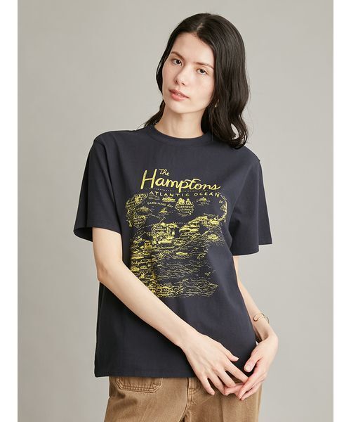 Mila Owen(ミラオーウェン)の「【UVカット】【接触冷感】MapPatternグラフィックTシャツ(Tシャツ/カットソー・レディース・ホワイト/ネイビー/イエロー・F)」の6枚目の写真