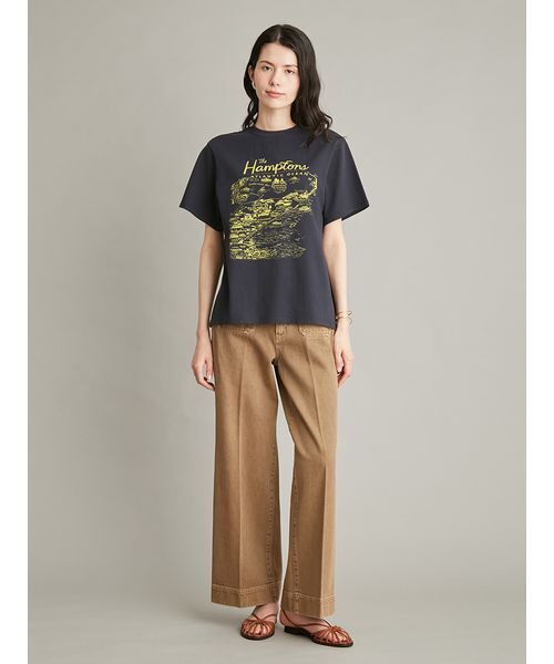 Mila Owen(ミラオーウェン)の「【UVカット】【接触冷感】MapPatternグラフィックTシャツ(Tシャツ/カットソー・レディース・ホワイト/ネイビー/イエロー・F)」の9枚目の写真