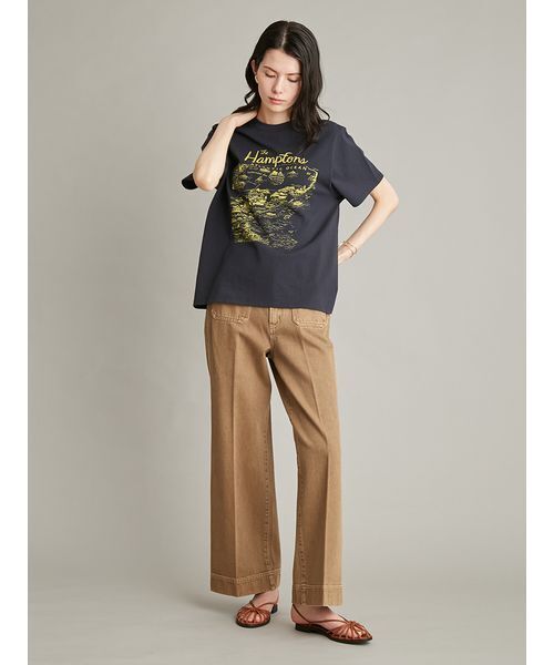 Mila Owen(ミラオーウェン)の「【UVカット】【接触冷感】MapPatternグラフィックTシャツ(Tシャツ/カットソー・レディース・ホワイト/ネイビー/イエロー・F)」の14枚目の写真
