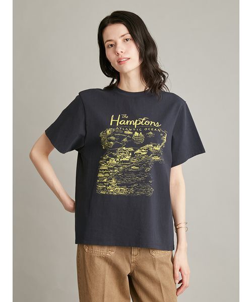 Mila Owen(ミラオーウェン)の「【UVカット】【接触冷感】MapPatternグラフィックTシャツ(Tシャツ/カットソー・レディース・ホワイト/ネイビー/イエロー・F)」の15枚目の写真
