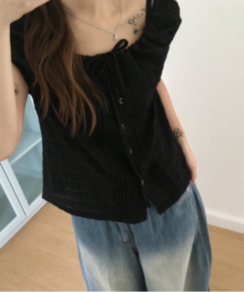 Vipoa（ヴィポア）の「チェック柄シングルブレストシャツ（シャツ/ブラウス・レディース・グリーン/ホワイト/ブラック・FREE）」の19枚目の写真