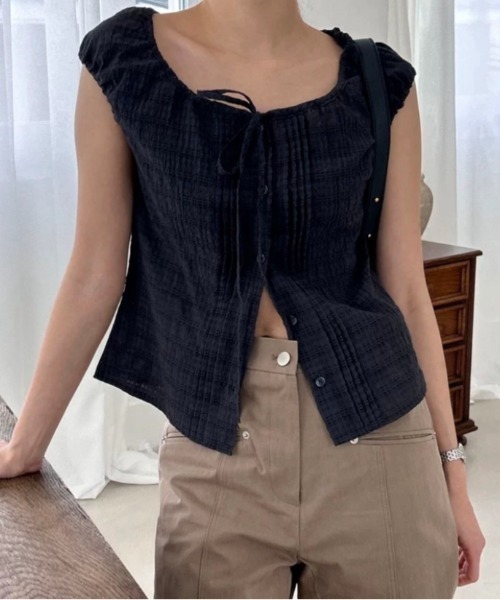 Vipoa（ヴィポア）の「チェック柄シングルブレストシャツ（シャツ/ブラウス・レディース・グリーン/ホワイト/ブラック・FREE）」の21枚目の写真