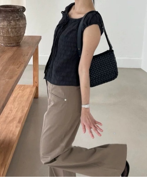 Vipoa（ヴィポア）の「チェック柄シングルブレストシャツ（シャツ/ブラウス・レディース・グリーン/ホワイト/ブラック・FREE）」の6枚目の写真