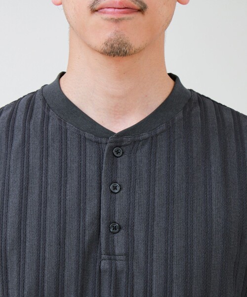 GLOSTER(グロスター)の「シアージャガード ヘンリーネックTシャツ(Tシャツ/カットソー・メンズ・ブラック/カーキ/グレー/チャコールグレー・L/M/S)」の11枚目の写真